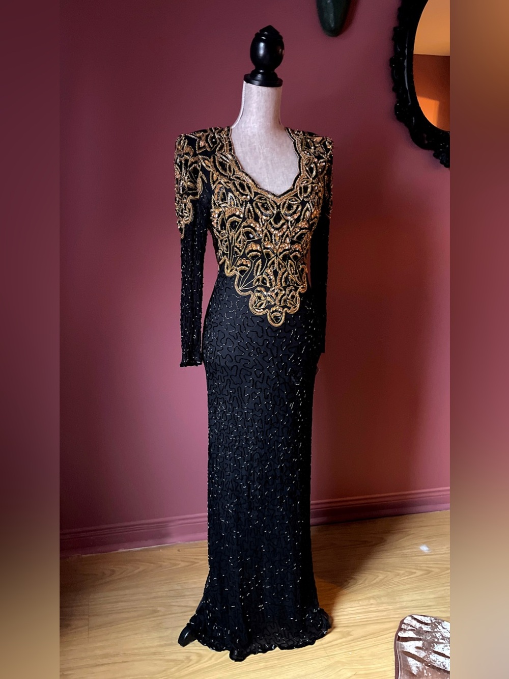 1980’s Vintage Silk Hand-Beaded Gown